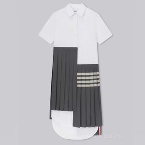 Thom Browne asymmetrical 4 bar pleated dress